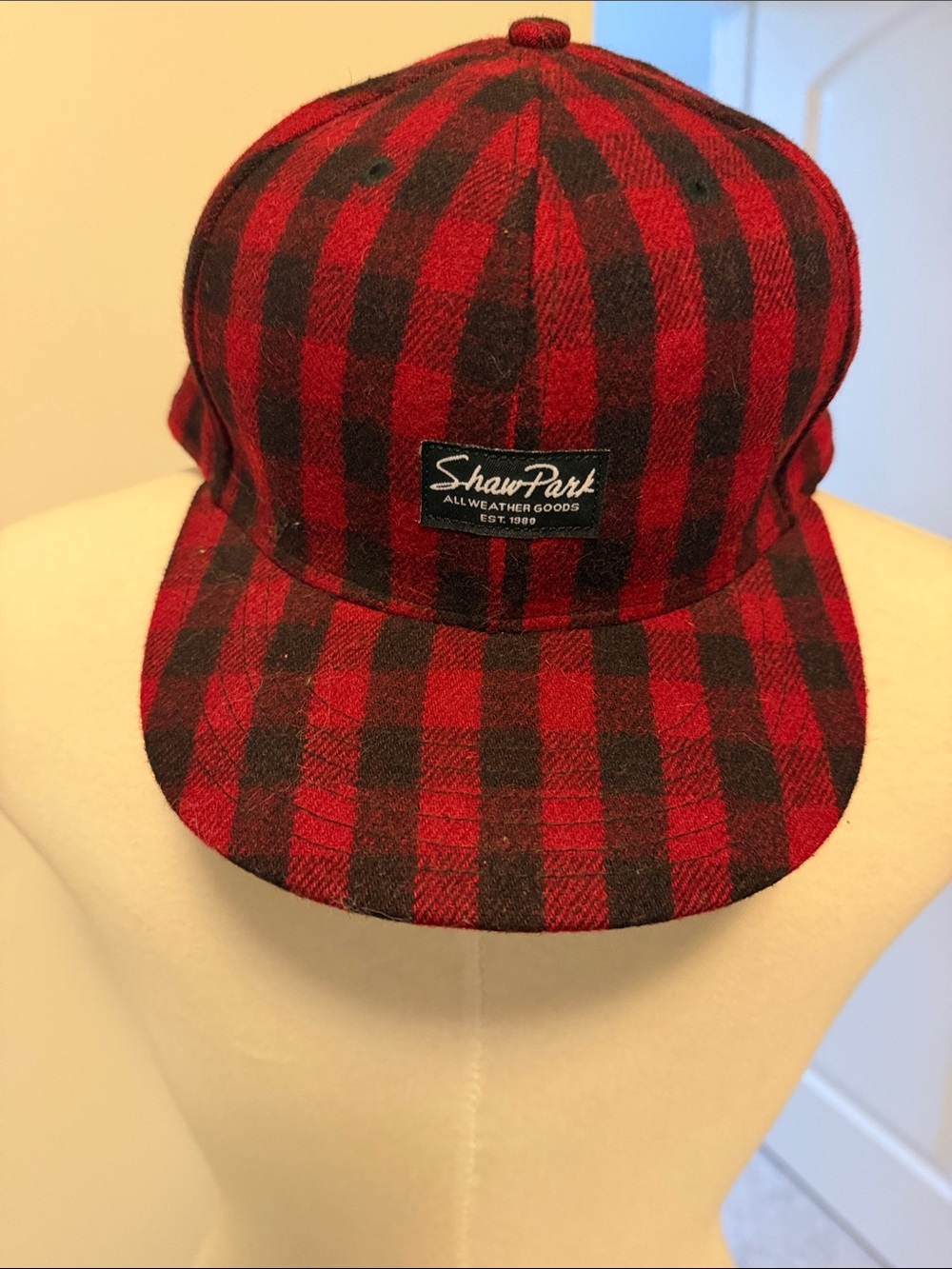Red and Black Plaid Men's Cap